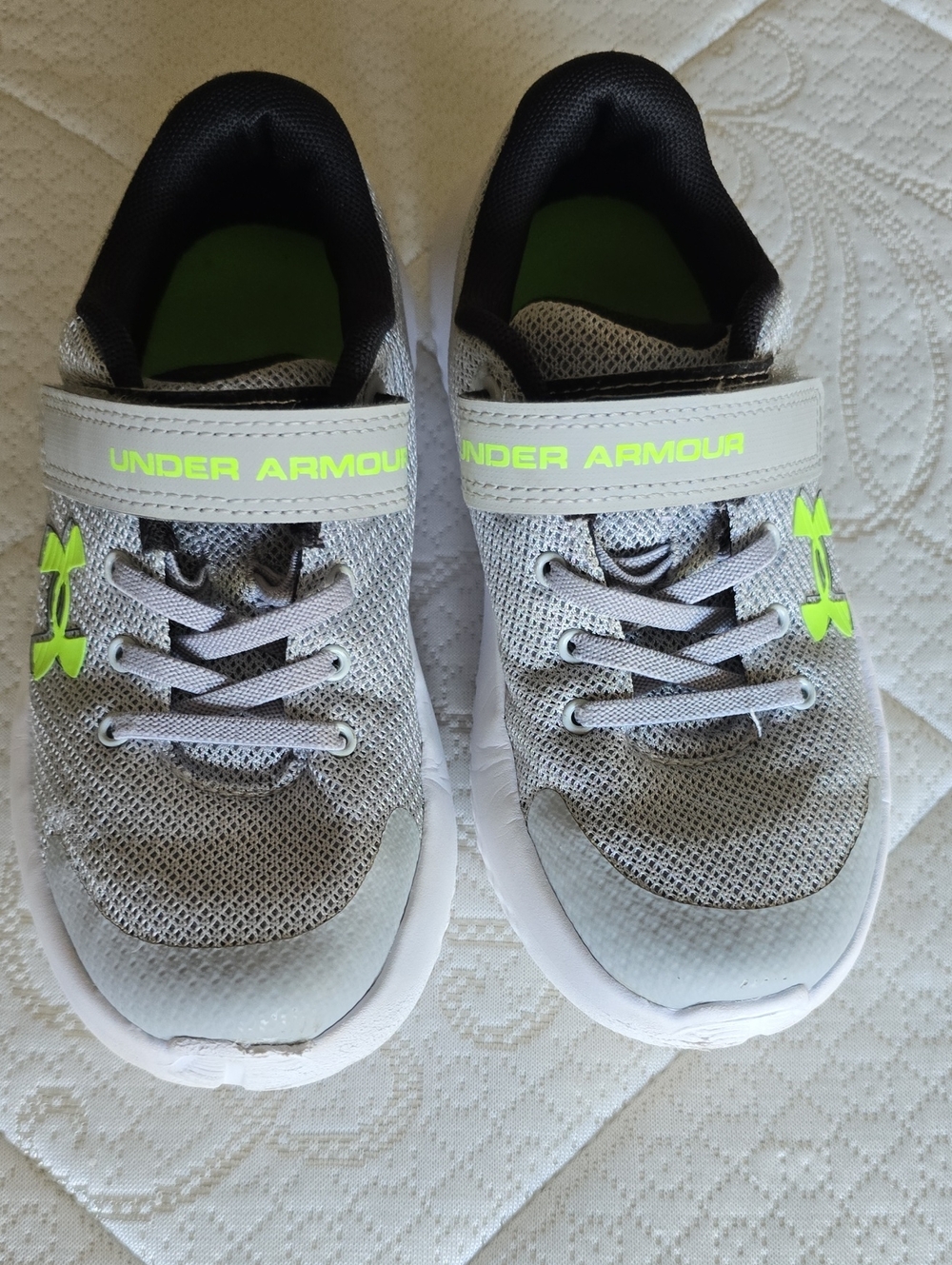 Under Armour Kids Gray with Neon Green Accent Sneakers